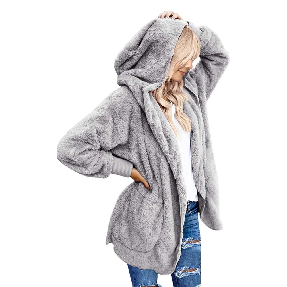 Oversized Open Front Hooded Cardigan W/ Pockets